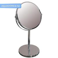 Зеркало косметическое настольное ЭКОНОМ хромированное, с двойным увеличением D17, 19x15x34,5 см